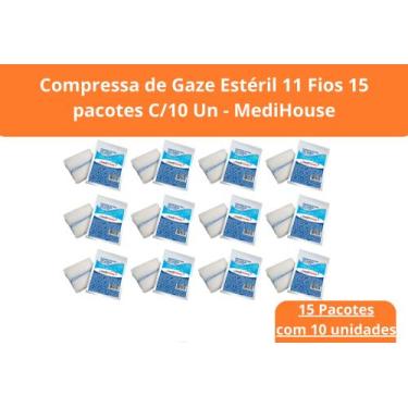 Imagem de Compressa de Gaze 7,5x7,5 11 Fios Estéril 15 pacotes c/10 unidades - M