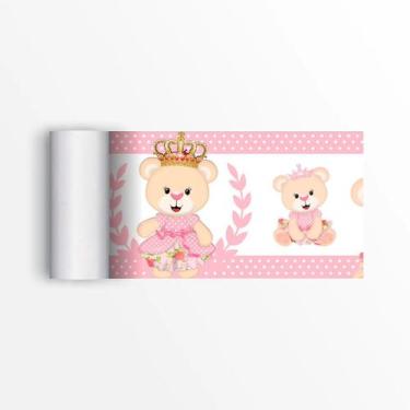 Imagem de Adesivo Kit 5 Faixa Decorativa Quarto Infantil Ursinho Rosa - Resitank