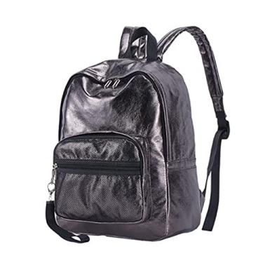 Imagem de Mochilas femininas de couro PU para laptop mochilas de viagem mochilas escolares de grande capacidade para mulheres(Gun)