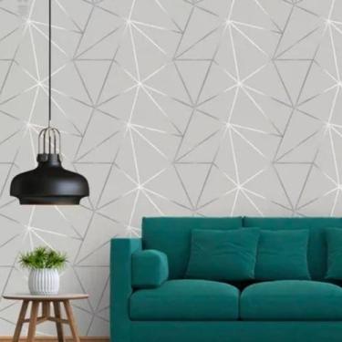 Imagem de Papel de Parede Adesivo Auto Colante Cinza Branco 3D Sala Quarto Decor