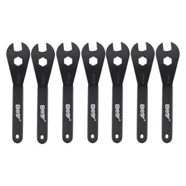 Imagem de XIAOCUNCN Chave inglesa de bicicleta, conjunto de chave de cone de bicicleta, multifuncional durável, aço carbono, (13, 14, 15, 16, 17, 18, 19 mm) Removedor de instalação de porca do eixo do cubo da