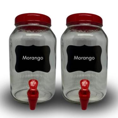 Imagem de Kit 2 suqueiras de vidro 3 litros com lousa e giz - GGABC, Vermelho