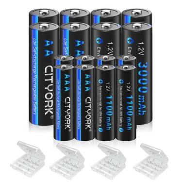 Imagem de Baterias recarregáveis CITYORK AA 3000mAh x8 e AAA 1100mAh x8