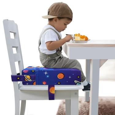 Imagem de Assento infantil elevatório para mesa de jantar, assento elevatório portátil para cadeira de cozinha, almofada de espuma de alta densidade de 10 cm com alças de segurança ajustáveis e parte inferior