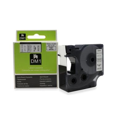 Imagem de Fita Refil Compatível D1 18445 Vinil Branca Letra Preta 19mm p/ Rotula