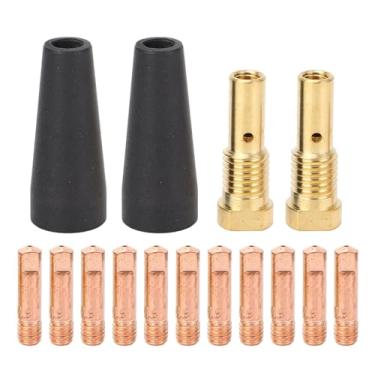 Imagem de Kit de Acessório de Armas de Soldagem 11pcs Dicas de Eletrodo de Cobre Com Bicos Sem Gás PTFE e Difusor de Gás de Latão, Difusor de Latão para FC90 80GL