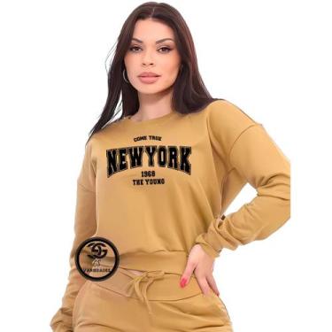 Imagem de Moletom Feminino Personalizado New York Modelo Gola Careca Blusa de fr