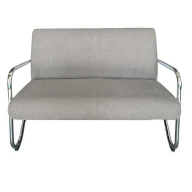 Imagem de Namoradeira Decorativa Bela Linho Bege Braço Cromado - Mansão Decor