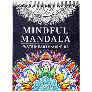 Imagem de Ryve Livro de colorir mandala para adultos – 50 mandalas exclusivas para relaxamento e alívio do estresse – Livros de colorir para adultos encadernados em espiral, livros de colorir para adultos para