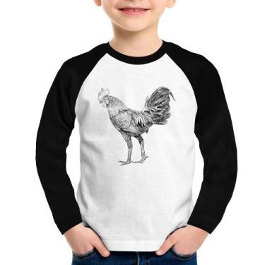 Imagem de Camiseta Raglan Infantil Galo Desenho Manga Longa - Foca na Moda, Bran