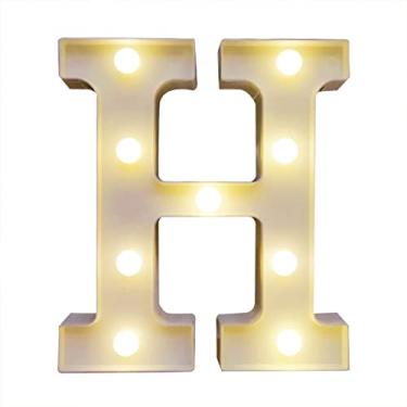 Imagem de LEDs de Alfabetos Leves, Brancos Quentes Constantes Luminárias de Luz Brilhante Assinam Luz para o Engajamento Decoração de Casamento da Festa (H)