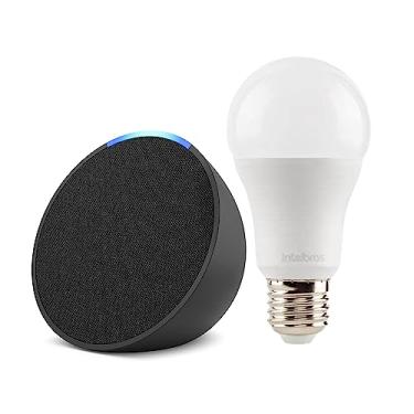 Imagem de Apresentamos Echo Pop | Smart speaker compacto com som envolvente e Alexa | Cor Preta + Lâmpada Intelbras 10W