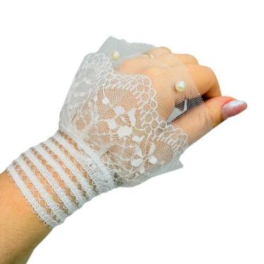 Imagem de Manga Punho Renda Com Pérolas Foto Unhas 1 Unidade - Diversos