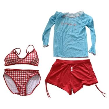 Imagem de Colaxi Dama de maiô de quatro peças com encobrimento de biquíni feminino para piscina de natação para presentes de clube, Xl