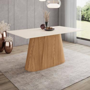 Imagem de Mesa de Madeira Olívia 160 Cm Natural/Off White - Henn