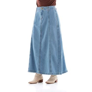 Imagem de Saia Jeans Feminina Arauto Evasê Com Recortes