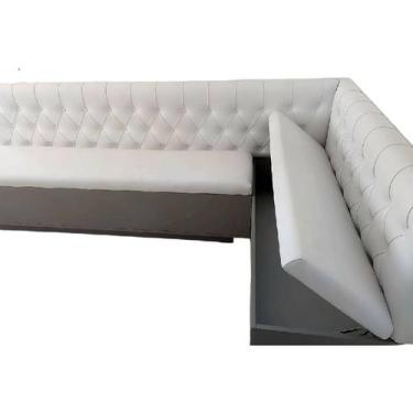 Imagem de  Canto Alemão Branco Base MDF em L 1.50 X 2.00cm Com Baú - O REI DAS P