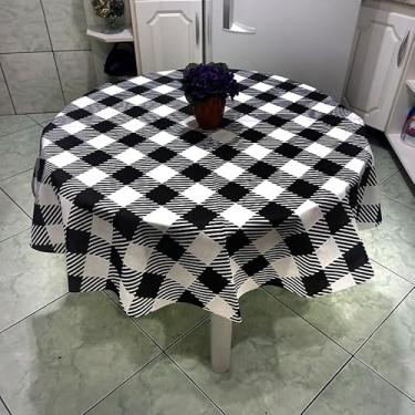 Imagem de Toalha Mesa de TNT Estampada Redonda 1,35 Diâmetro-2 Uni Xadrezao Preto e Branco