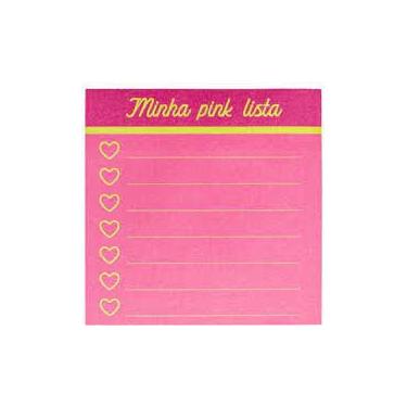 Imagem de Bloco Adesivo Pink Vibes Lista 100 Folhas 7,6x7,6 cm Leoarte Reposicionável Rosa