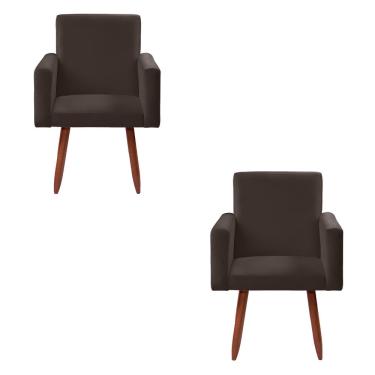 Imagem de Kit 2 Poltronas Decorativas - Cadeiras Nina Veludo Chocolate - Star Confort