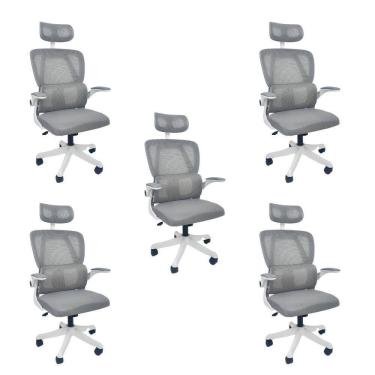 Imagem de Kit 5 Cadeiras de Escritório Presidente Executiva Oficial Legacy Cinza