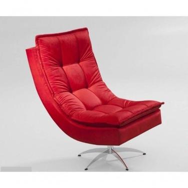 Imagem de Poltrona Nilla Chaise Base Giratória Suede Vermelho - Fm
