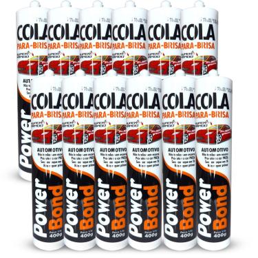 Imagem de Kit 12un cola selante Pu55 parabrisa Adesivo Power Bond vidro automotivo alta aderencia e resistencia poliuretano pu 55 658 preto tubo de 400g