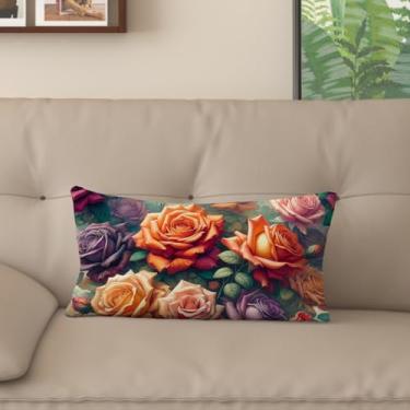 Imagem de Capa de almofada com estampa digital retrô rosa com zíper invisível, vários tamanhos para decoração de sofá, sala de estar e quarto (30,5 x 50,8 cm, FGMG-E)