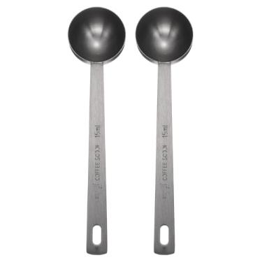 Imagem de HARFINGTON 2 colheres medidoras individuais, 1 colher de sopa (3 colheres de chá, 15 ml) colher de chá/colher de sopa de aço inoxidável 304 única tigela quadrada pequena colher de medição de cabo