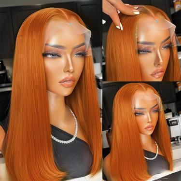 Imagem de Peruca FFEGG Bob Orange Ginger 100% cabelo humano virgem 25cm
