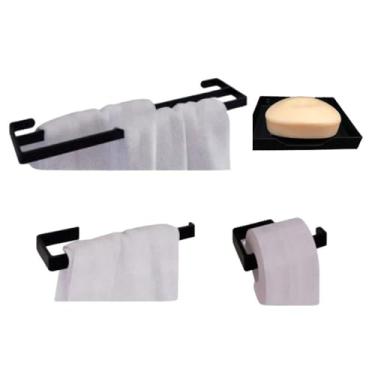 Imagem de Kit Assessórios Para Banheiro Preto 4 Peças Suporte de Sabonete