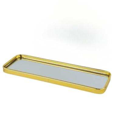 Imagem de Bandeja Espelhada Lavabo Bandeja Decorativa Multiuso Banheiro(Retangular - Dourado)