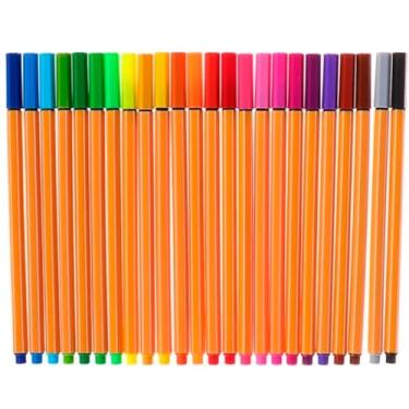 Imagem de Kit 24 Cores Caneta Hidrográfica Linha Fina Ponta Porosa Fina 0.4 Mm