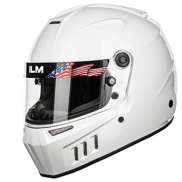 Imagem de ILM Capacetes De Corrida Automotivos Snell Aprovados Pela Sa2020, Capacete Integral Leve De Fibra De Vidro Para Homens E Mulheres Adultos, Modelo 890 (P, Branco)