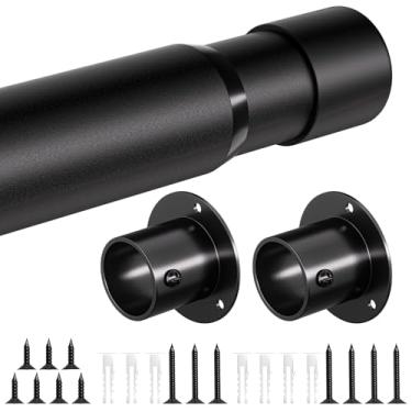 Imagem de Haste de armário, varões de armário de 43 a 203 cm para pendurar roupas, varão de pendurar roupas ajustáveis para serviço pesado, postes de armário de metal de 3,5 cm barra para guarda-roupas