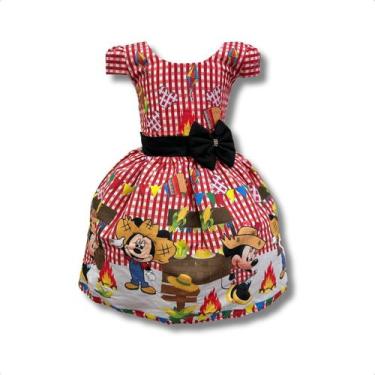 Imagem de Vestido Infantil Menina Festa Junina Xadrez Minnie São João - Pequenos