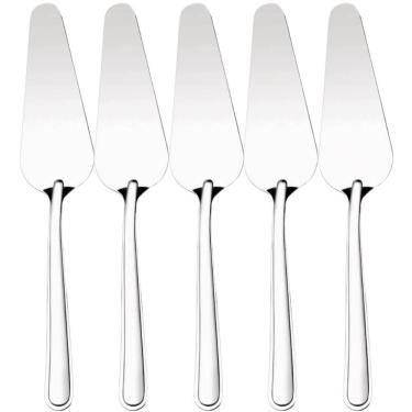 Imagem de Kit 5 Espátulas para Cortar Bolos Tortas 23cm Inox Pá Cortadora de Fatia Taumer