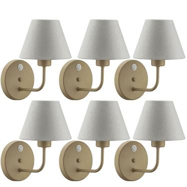 Imagem de Kit 6 Arandelas de Parede Internas Alumínio Dourado com Interruptor Luminárias para Quartos Salas Cabeceiras