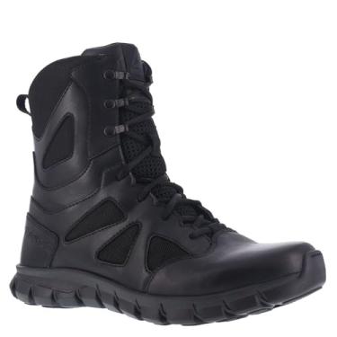 Imagem de Reebok Bota masculina Rb8806 Sublite acolchoada macia 20 cm tática à prova d'água com zíper lateral preta militar, Preto, 41
