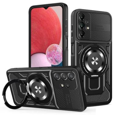 Imagem de Capa compatível com Samsung Galaxy A04S / Galaxy A13 4G/5G / Galaxy M13 4G SM-M135F/DSN, compatível com MagSafe, suporte magnético giratório de 360 graus, capa para celular preta