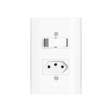 Imagem de Interruptor Simples com Tomada Romazi Dunas 2P+T Simples 10A 4x2"