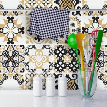 Imagem de Adesivo de Azulejo Hidráulico Bege, Cinza e Preto 250 - Inove Papéis d