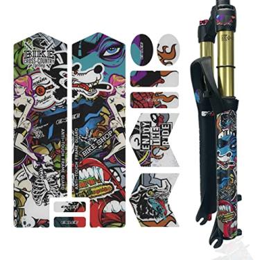 Imagem de ENLEE Protetor de quadro de mountain bike - Ótimo para proteger a moldura da sua bicicleta (garfo colorido/frontal)