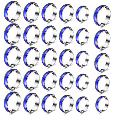 Imagem de 30 peças de anéis de humor que mudam de cor para mulheres anel de casamento masculino sensível unissex parceiros anéis de humor temperatura mudança de cor joias de humor para homens mulheres