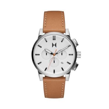 Imagem de MVMT Relógio cronógrafo masculino Chrono II – pulseira de cerâmica, resistente à água, relógio minimalista, presente para ele, Conhaque caramelo, Chrono II