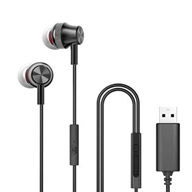 Imagem de Fone de ouvido USB para PC com microfone, fone de ouvido USB com função de mudo de microfone e controle de volume com estéreo pesado para transmissão ao vivo do escritório, gravação de vídeo no