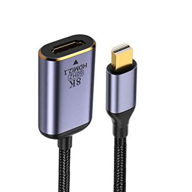 Imagem de NFHK Mini DisplayPort 1.4 Fonte para HDMI 2.0 Display 8K 60hz UHD 4K Mini-DP para HDMI macho cabo adaptador de monitor