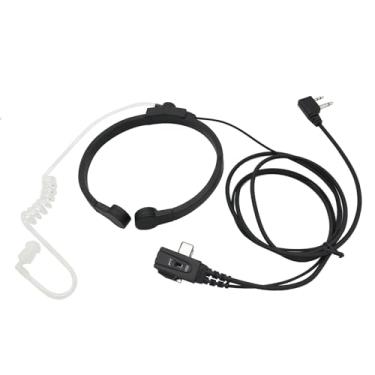 Imagem de stdgove Fone de ouvido de microfone de garganta VOX de 2 pinos, tático, condução óssea, para walkie talkies Midland GXT LXT GMRS de 2 garras