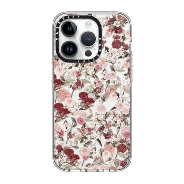 Imagem de CASETiFY Capa transparente para iPhone 14 Pro [não amarela/2 m. Proteção contra quedas de grau militar/compatível com Magsafe] - Vintage Flower Monday - Transparente