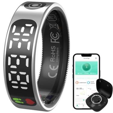 Imagem de Anel inteligente com tela Anillo Inteligente Monitor de frequência cardíaca Monitor de Sono Contador de Passos Calorias Saúde Fitness Anel Impermeável Câmera Remota Anéis Inteligentes para Homens